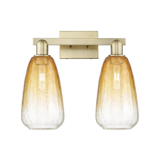 Innovations Brookhaven Almond 17in 2-Light Bath Vanity Light | Industrial Antique Brass Steel and Amber Glass | Bathroom Vanity | Model 716-2W-AB-G480-6AM