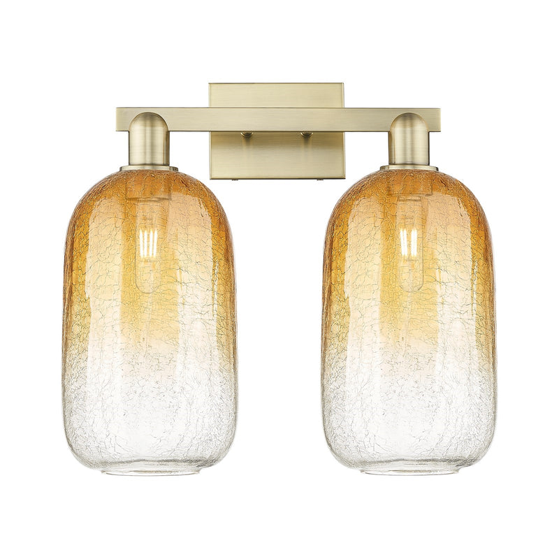 Innovations Brookhaven Cloche 18in 2-Light Bath Vanity Light | Industrial Antique Brass and Amber Glass | Bathroom Vanity | 18 | Model 716-2W-AB-G482-7AM
