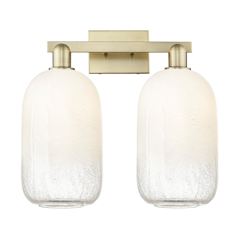 Innovations Brookhaven Cloche 18in 2-Light Bath Vanity | Industrial Antique Brass Steel and Opal Glass | Bathroom & Hallway | Model 716-2W-AB-G482-7OP