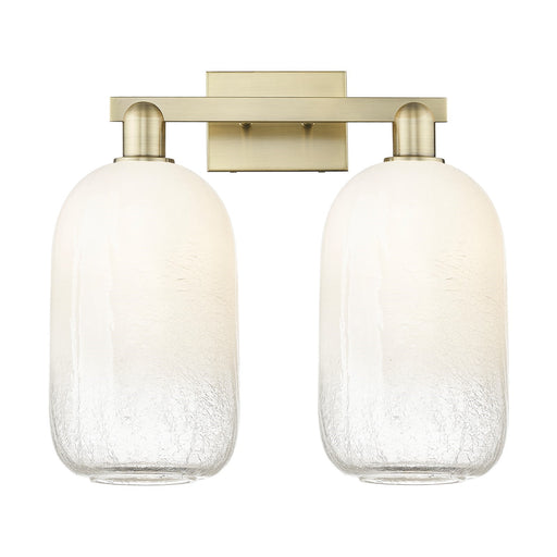 Innovations Brookhaven Cloche 18in 2-Light Bath Vanity | Industrial Antique Brass Steel and Opal Glass | Bathroom & Hallway | Model 716-2W-AB-G482-7OP