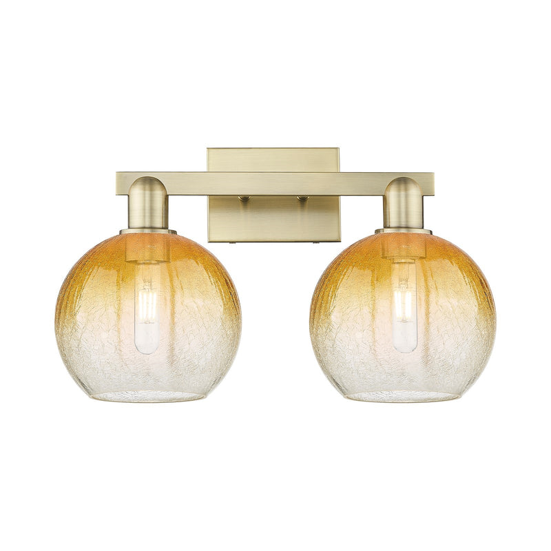 Innovations Brookhaven Globe 19in 2-Light Bath Vanity | Industrial Antique Brass and Amber Glass | Bathroom Vanity & Powder | Model 716-2W-AB-G483-8AM