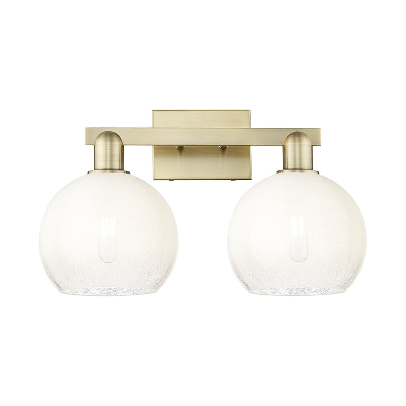 Innovations Brookhaven Globe 19in 2-Light Bath Vanity Light | Industrial Antique Brass Steel and Opal Glass | Bathroom Vanity | Model 716-2W-AB-G483-8OP