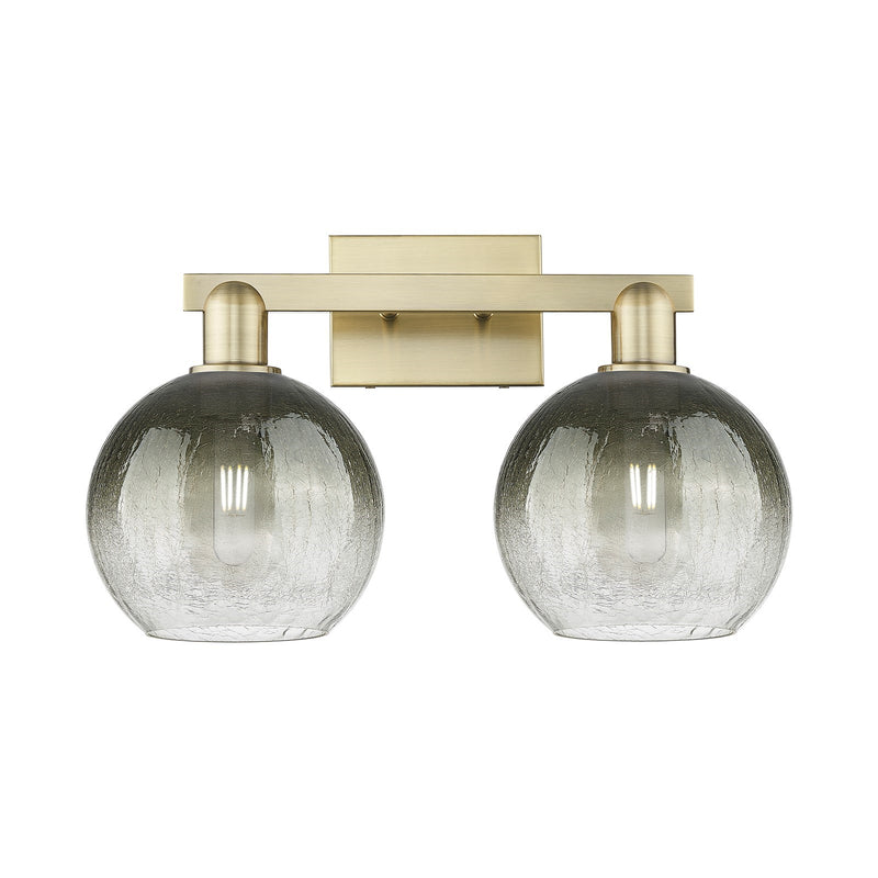 Innovations Brookhaven Globe 18.88in 2-Light Bath Vanity Light | Industrial Modern Antique Brass Steel and Slate Glass | Model 716-2W-AB-G483-8SL