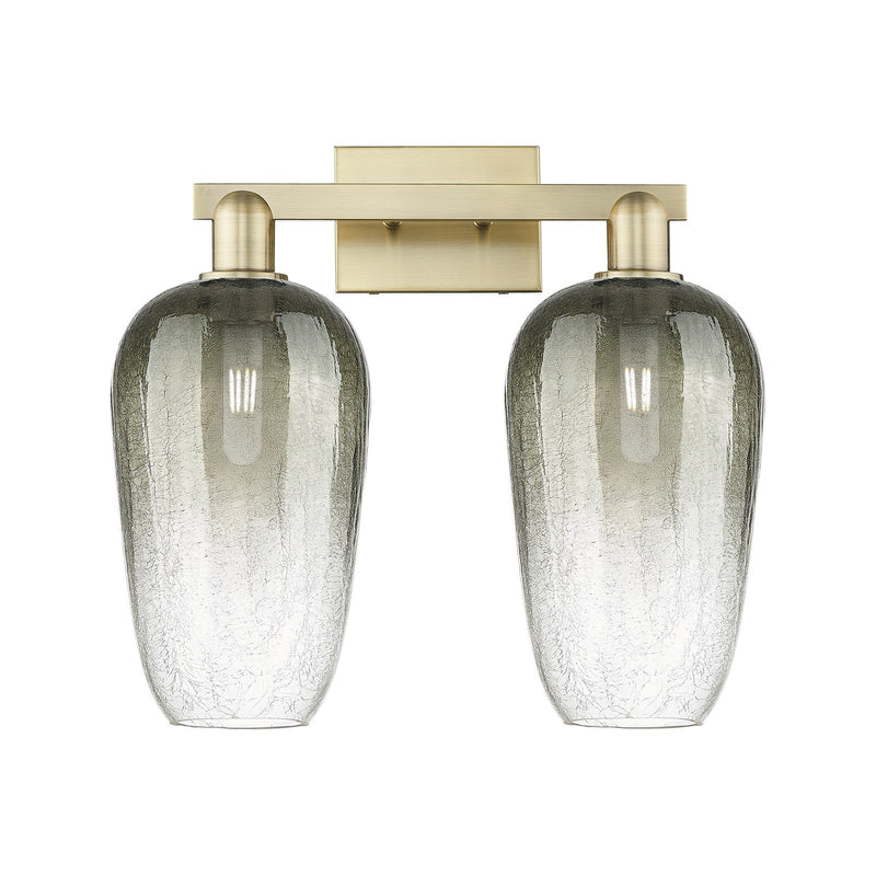 Innovations Brookhaven Flute 18in 2-Light Bath Vanity | Industrial Antique Brass Steel and Slate Glass | Bathroom Vanity & | Model 716-2W-AB-G484-7SL
