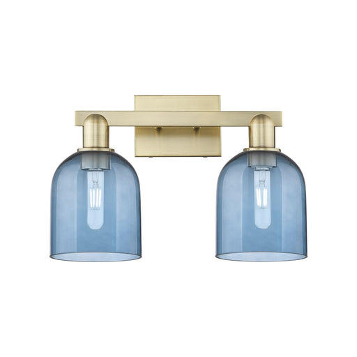 Innovations Bella 17in 2-Light Bath Vanity Light | Industrial Antique Brass and Blue Glass | Bathroom Vanity | 16.5 x 11.25 x | Model 716-2W-AB-G558-6BL