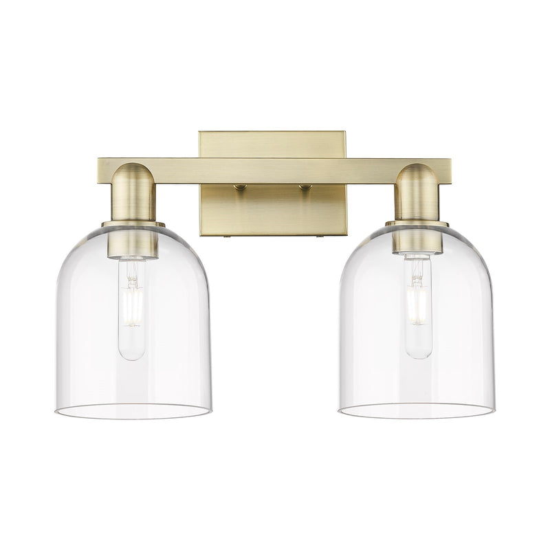 Innovations Bella 17in 2-Light Bath Vanity Light | Industrial Antique Brass and Clear Glass | Bathroom Vanity | 16.5 x 11.25 in | Model 716-2W-AB-G558-6CL