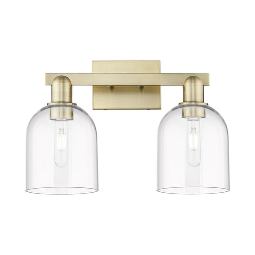 Innovations Bella 17in 2-Light Bath Vanity Light | Industrial Antique Brass and Clear Glass | Bathroom Vanity | 16.5 x 11.25 in | Model 716-2W-AB-G558-6CL