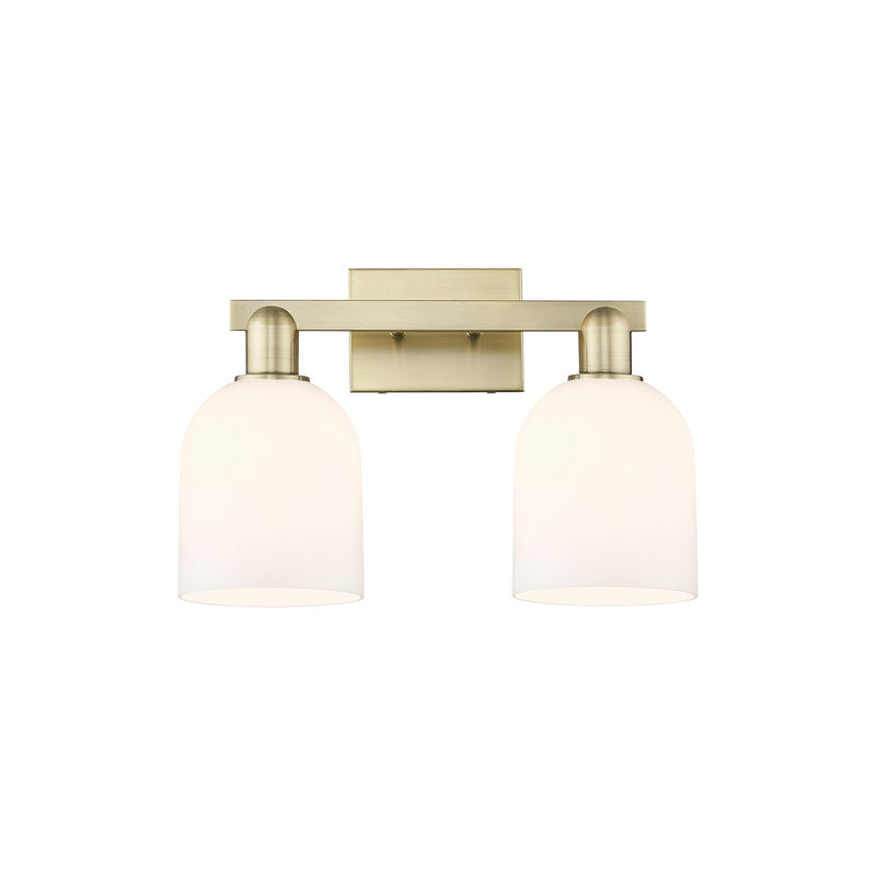Innovations Bella 2-Light 16.5in Bath Vanity Light | Industrial Antique Brass Steel and White Glass | Bathroom Vanity & Powder | Model 716-2W-AB-G558-6GWH