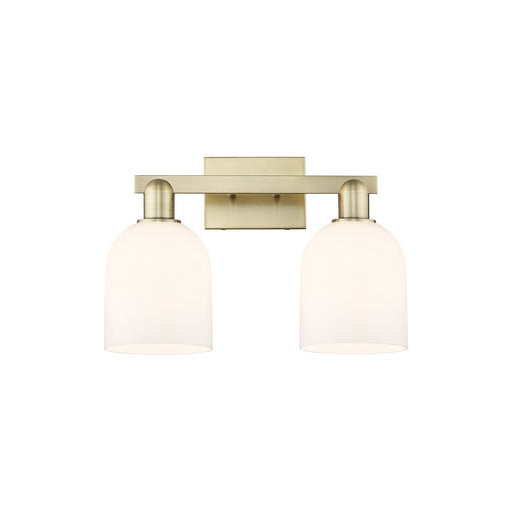 Innovations Bella 2-Light 16.5in Bath Vanity Light | Industrial Antique Brass Steel and White Glass | Bathroom Vanity & Powder | Model 716-2W-AB-G558-6GWH
