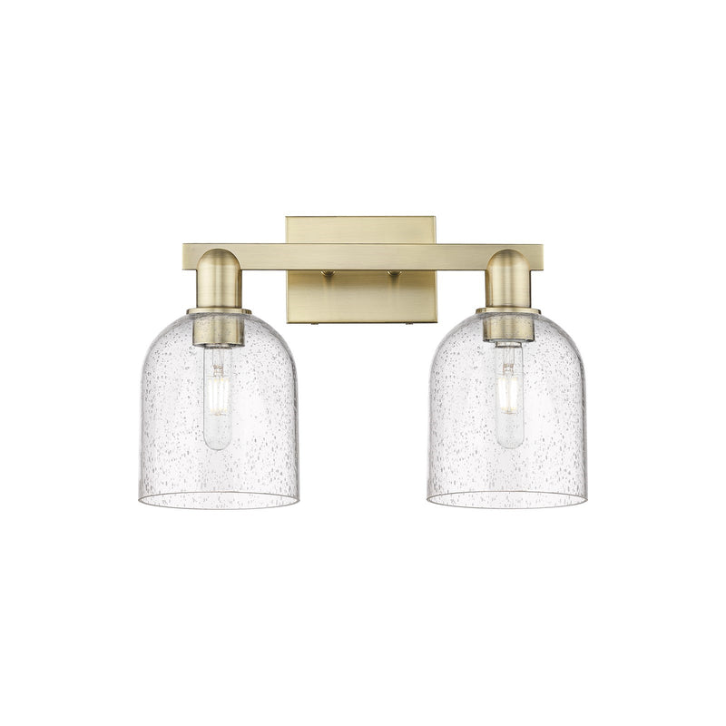 Innovations Bella 17in 2-Light Bath Vanity Light | Industrial Antique Brass and Seedy Glass | Bathroom Vanity | 16.5 x 11.25 x | Model 716-2W-AB-G558-6SDY