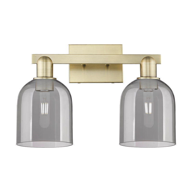 Innovations Bella 17in 2-Light Bath Vanity Light | Industrial Antique Brass and Light Smoke Glass | Bathroom Vanity | 16.5 x | Model 716-2W-AB-G558-6SM
