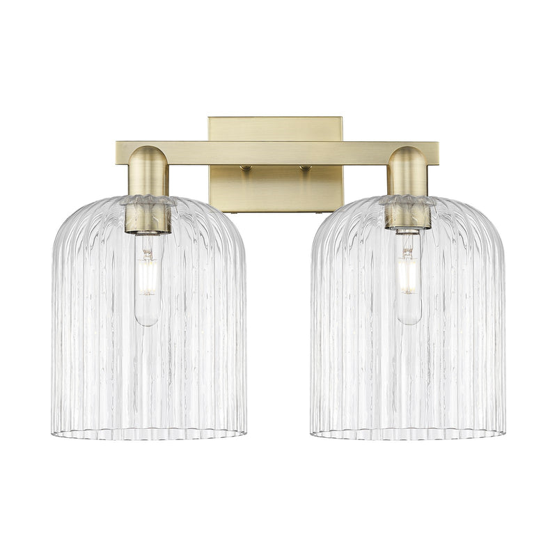 Innovations Bridal Veil 19in 2-Light Bath Vanity | Industrial Antique Brass Steel and Clear Ribbed Glass | Bathroom Vanity | Model 716-2W-AB-G559-8CL