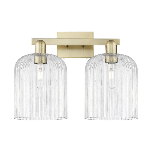Innovations Bridal Veil 19in 2-Light Bath Vanity | Industrial Antique Brass Steel and Clear Ribbed Glass | Bathroom Vanity | Model 716-2W-AB-G559-8CL