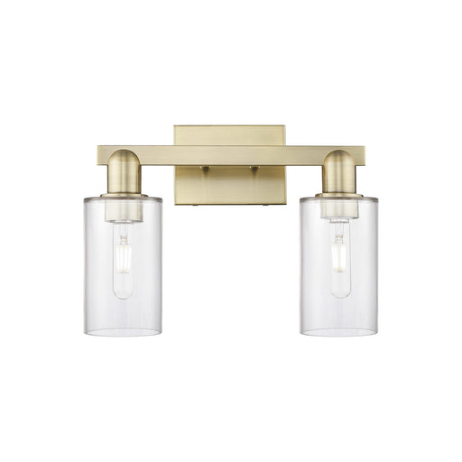 Innovations Clymer 15in 2-Light Bath Vanity Light | Industrial Antique Brass and Clear Glass | Bathroom Vanity | 14.88 x 10.62 x | Model 716-2W-AB-G802