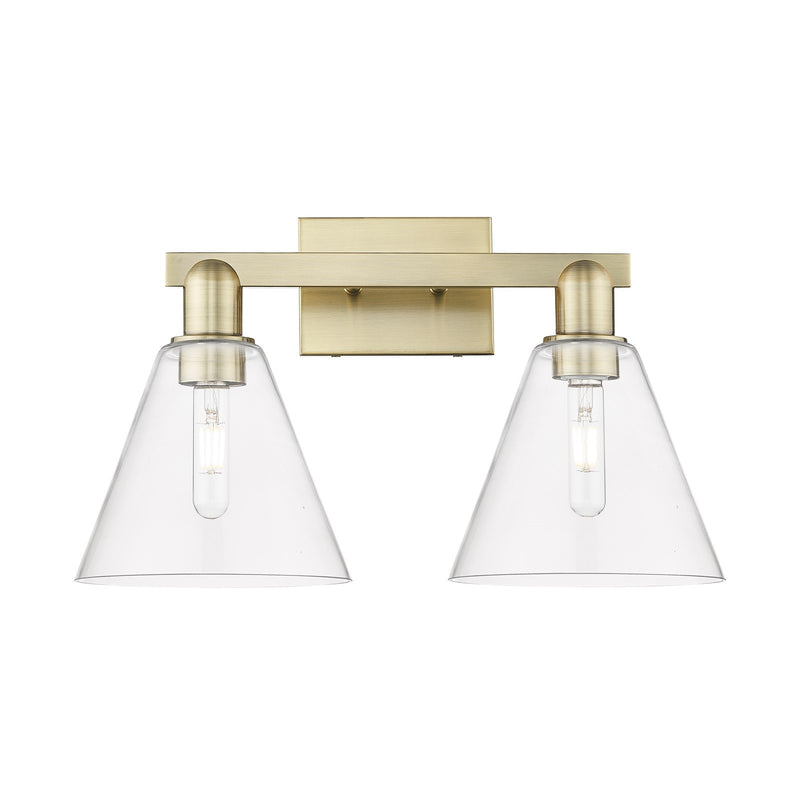 Innovations Berkshire Glass 19in 2-Light Bath Vanity Light | Industrial Antique Brass and Clear Glass | Bathroom Vanity | 19 x | Model 716-2W-AB-GBC-82
