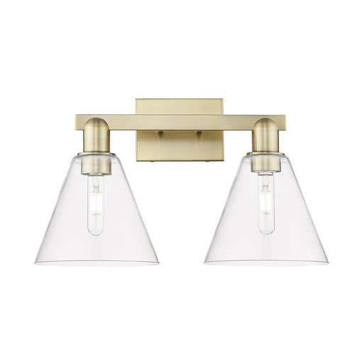 Innovations Berkshire Glass 19in 2-Light Bath Vanity Light | Industrial Antique Brass and Clear Glass | Bathroom Vanity | 19 x | Model 716-2W-AB-GBC-82