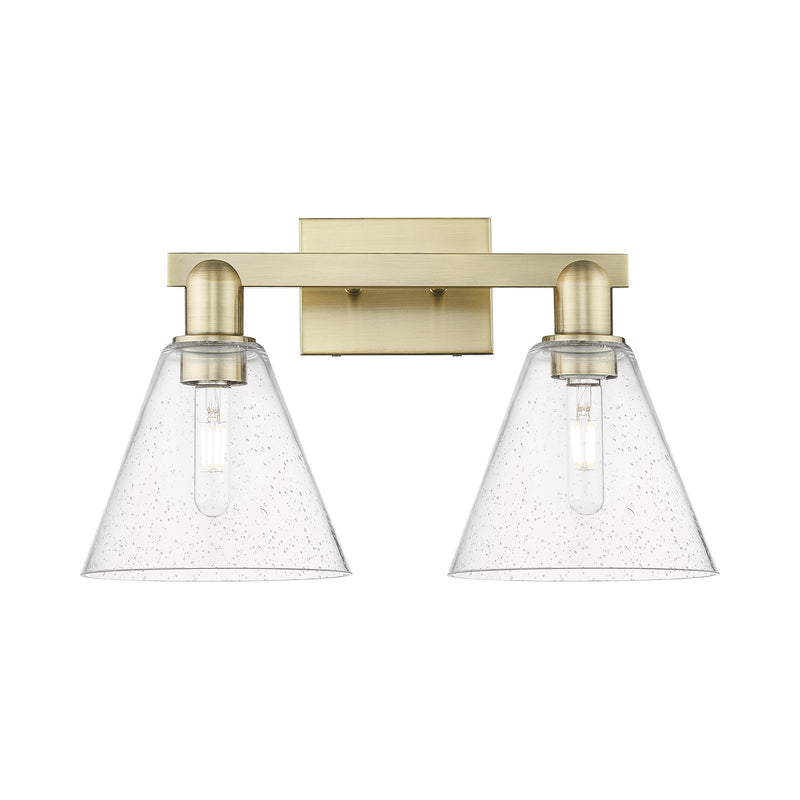 Innovations Berkshire Glass 19in 2-Light Bath Vanity Light | Industrial Antique Brass Steel and Seedy Glass | Bathroom Vanity | Model 716-2W-AB-GBC-84