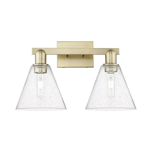Innovations Berkshire Glass 19in 2-Light Bath Vanity Light | Industrial Antique Brass Steel and Seedy Glass | Bathroom Vanity | Model 716-2W-AB-GBC-84
