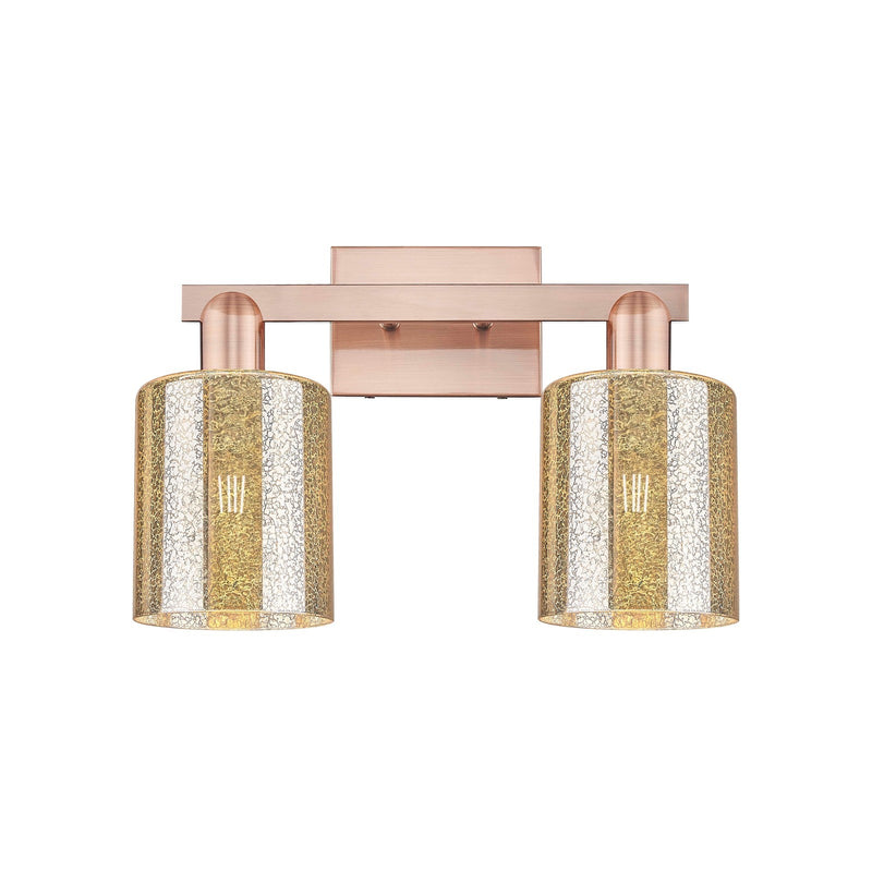 Innovations Cobbleskill 16in 2-Light Bath Vanity Light | Industrial Antique Copper Steel and Mercury Glass | Bathroom Vanity & | Model 716-2W-AC-G116