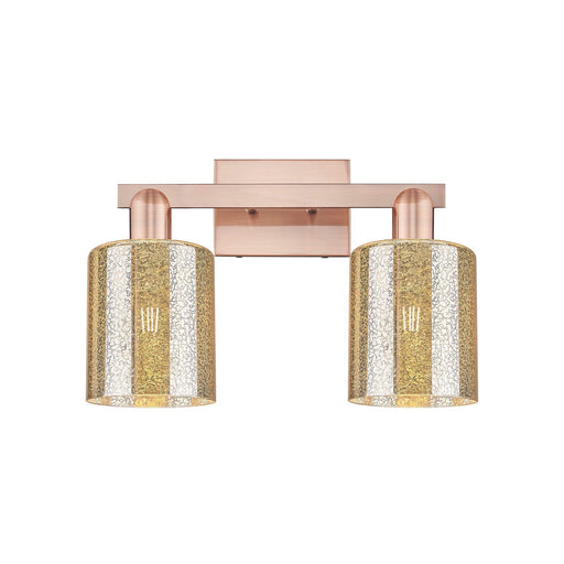 Innovations Cobbleskill 16in 2-Light Bath Vanity Light | Industrial Antique Copper Steel and Mercury Glass | Bathroom Vanity & | Model 716-2W-AC-G116
