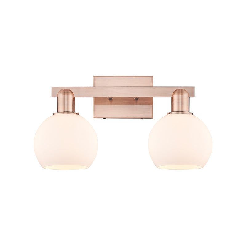 Innovations Athens 17in 2-Light Bath Vanity | Industrial Antique Copper Steel and Matte White Glass | Bathroom Vanity & Powder | Model 716-2W-AC-G121-6