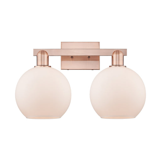 Innovations Athens 19in 2-Light Bath Vanity Light | Industrial Antique Copper Steel and Matte White Glass | Bathroom Vanity | 19 | Model 716-2W-AC-G121-8