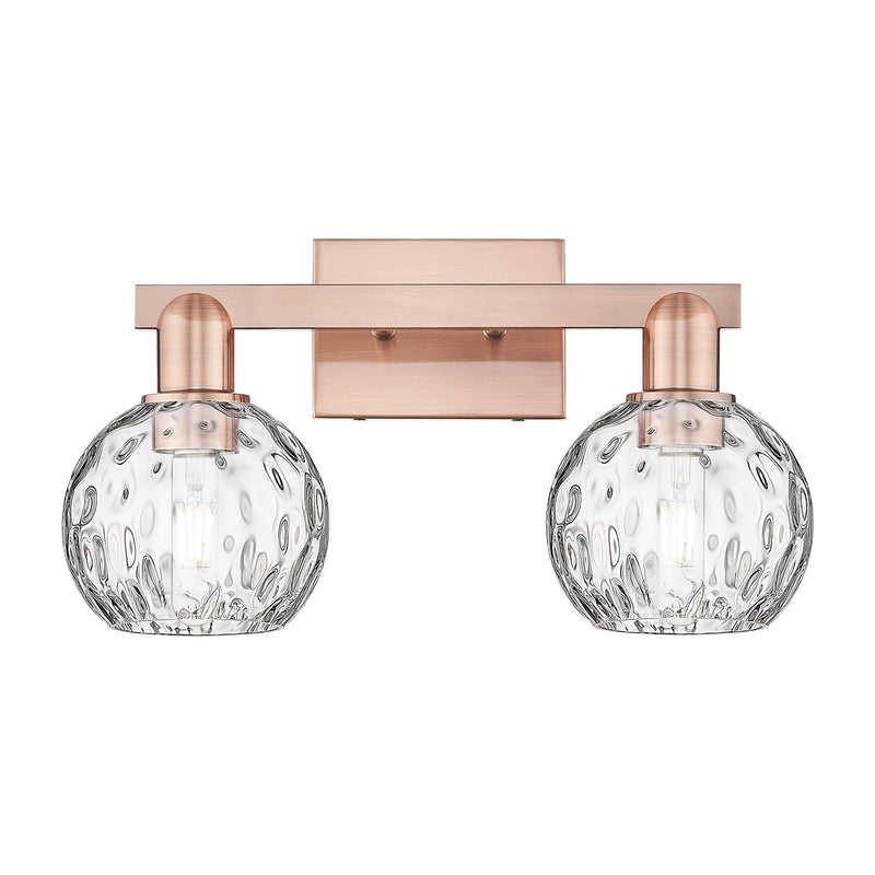 Innovations Athens 17in 2-Light Bath Vanity Light | Industrial Antique Copper Steel and Clear Water Glass | Bathroom Vanity | 17 | Model 716-2W-AC-G1215-6