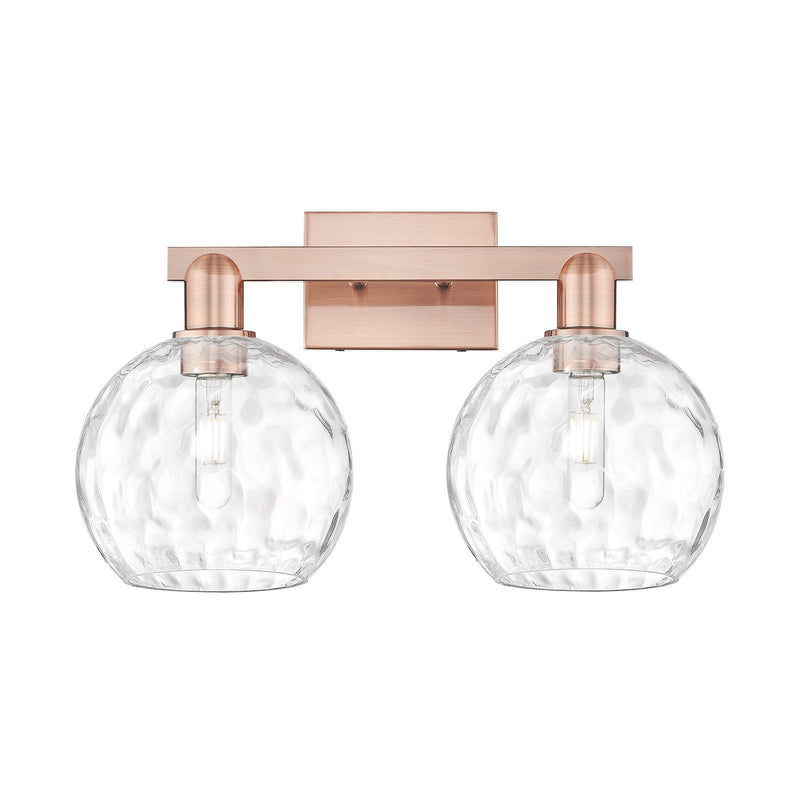 Innovations Athens Water Glass 19in 2-Light Bath Vanity | Industrial Antique Copper Steel and Clear Water Glass | Bathroom | Model 716-2W-AC-G1215-8