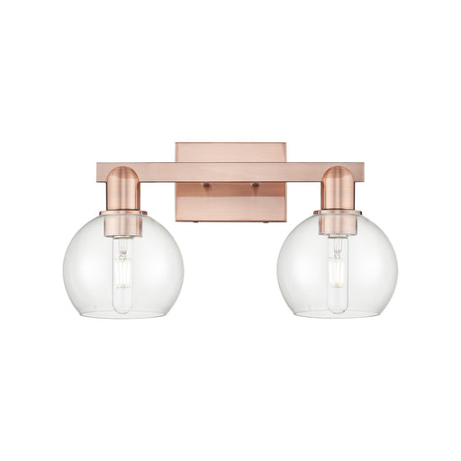 Innovations Athens 17in 2-Light Bath Vanity | Industrial Antique Copper and Clear Glass | Bathroom Vanity Light | 16.88 x 9.62 x | Model 716-2W-AC-G122-6