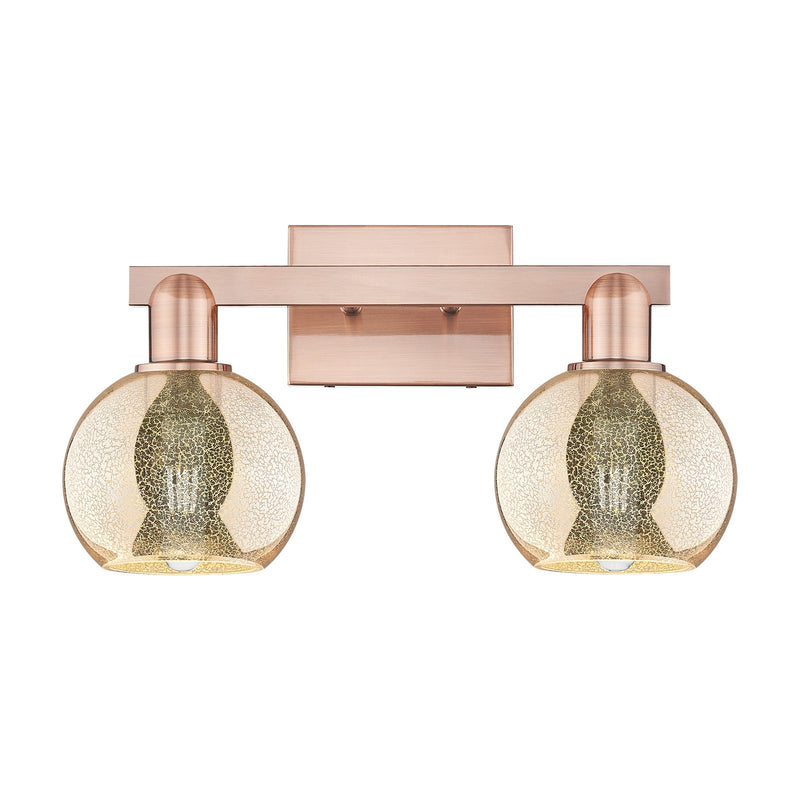 Innovations Athens 17in 2-Light Bath Vanity | Industrial Antique Copper Steel and Mercury Glass | Bathroom Vanity & Powder Room | Model 716-2W-AC-G128-6