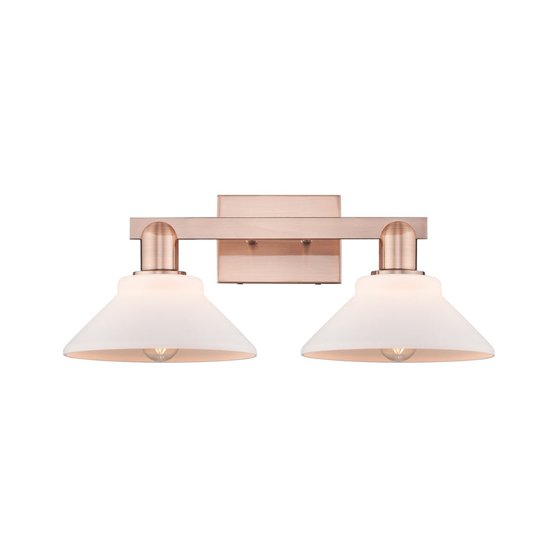 Innovations Orwell 19in 2-Light Bath Vanity Light | Industrial Antique Copper and Matte White Glass | Bathroom Vanity | 19.38 x | Model 716-2W-AC-G131