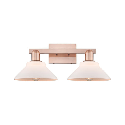 Innovations Orwell 19in 2-Light Bath Vanity Light | Industrial Antique Copper and Matte White Glass | Bathroom Vanity | 19.38 x | Model 716-2W-AC-G131