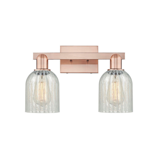 Innovations Caledonia 16in 2-Light Bath Vanity Light | Industrial Modern Antique Copper Steel and Mouchette Glass | Bathroom | Model 716-2W-AC-G2511
