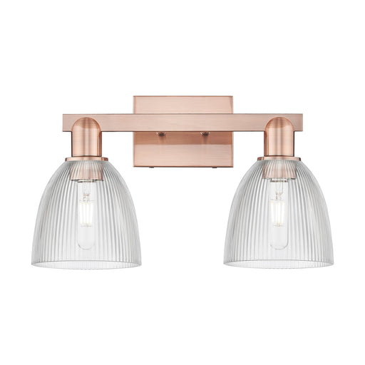 Innovations Castile 17in 2-Light Bath Vanity Light | Industrial Antique Copper Steel and Clear Glass | Bathroom Vanity & Powder | Model 716-2W-AC-G382