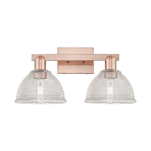 Innovations Arietta 19in 2-Light Bath Vanity Light | Industrial Antique Copper Steel and Clear Glass | Bathroom Vanity | 19 x 9.75 | Model 716-2W-AC-G422