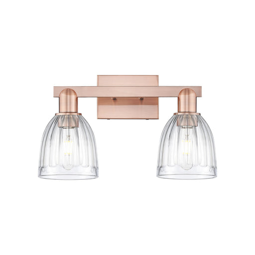 Innovations Brookfield 17in 2-Light Bath Vanity | Industrial Antique Copper Steel and Clear Ribbed Glass | Bathroom & Powder Room | Model 716-2W-AC-G442