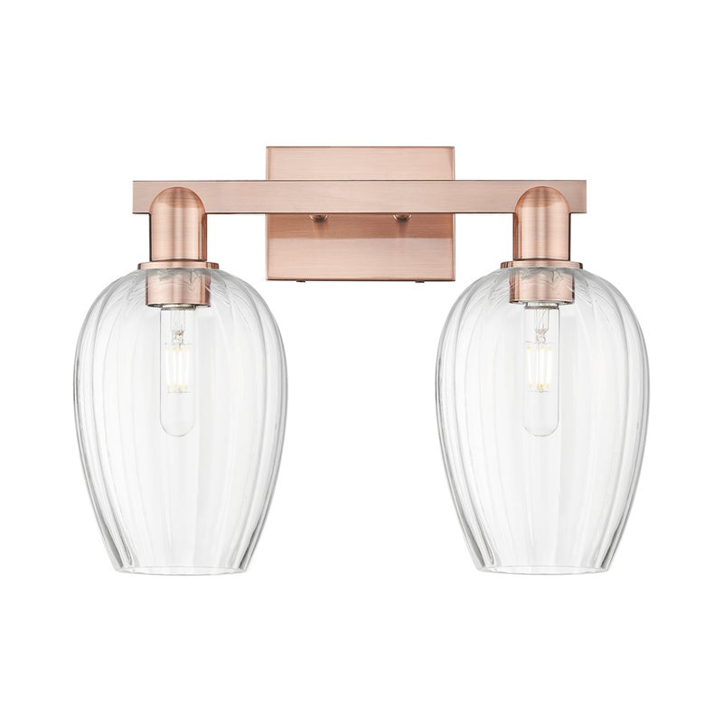 Innovations Preston 2Lt 16" Flute Bath Light, Copper/Clear - 716-2W-AC-G457-6CL