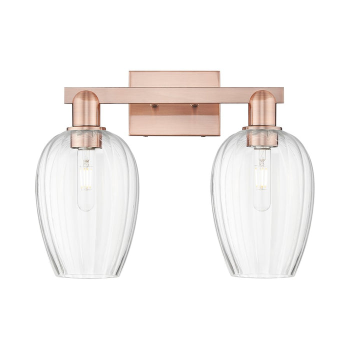 Innovations Preston 2Lt 16" Flute Bath Light, Copper/Clear - 716-2W-AC-G457-6CL