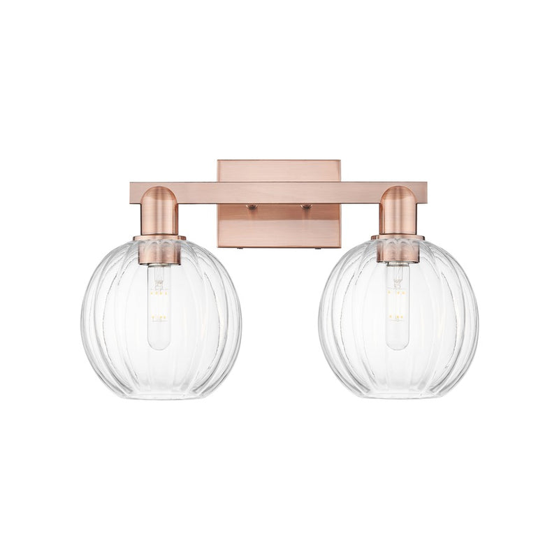 Innovations Preston 2Lt 16" Globe Bath Light, Copper/Clear - 716-2W-AC-G458-7CL