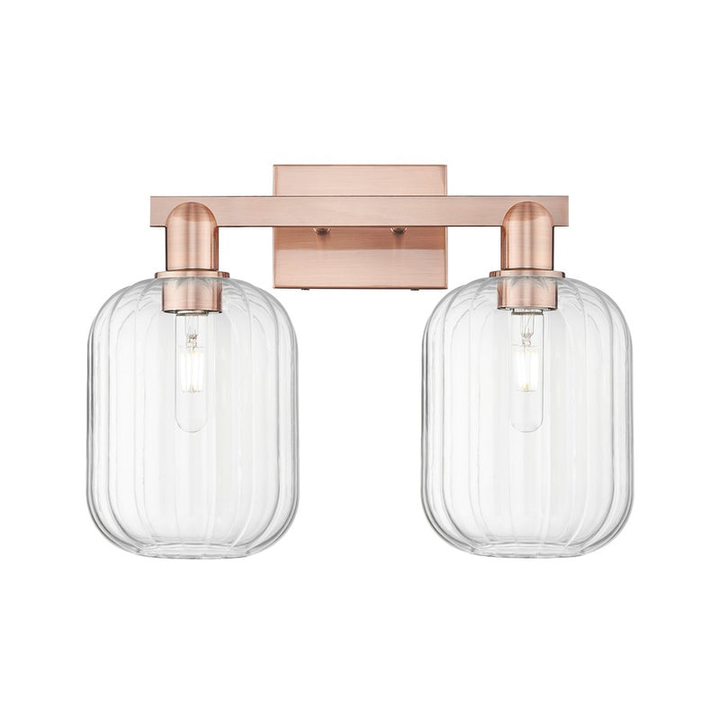Innovations Preston 2Lt 16" Jar Bath Light, Copper/Clear - 716-2W-AC-G460-7CL