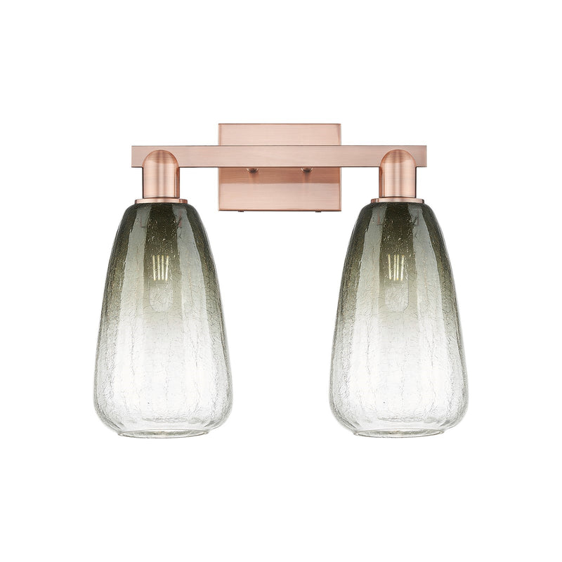 Innovations Brookhaven Almond 17in 2-Light Bath Vanity Light | Industrial Antique Copper and Slate Glass | Bathroom Vanity | 17 | Model 716-2W-AC-G480-6SL