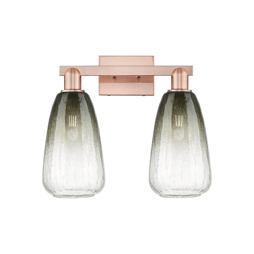 Innovations Brookhaven Almond 17in 2-Light Bath Vanity Light | Industrial Antique Copper and Slate Glass | Bathroom Vanity | 17 | Model 716-2W-AC-G480-6SL