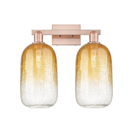 Innovations Brookhaven Cloche 18in 2-Light Bath Vanity | Industrial Antique Copper Steel and Amber Glass | Bathroom & Powder | Model 716-2W-AC-G482-7AM
