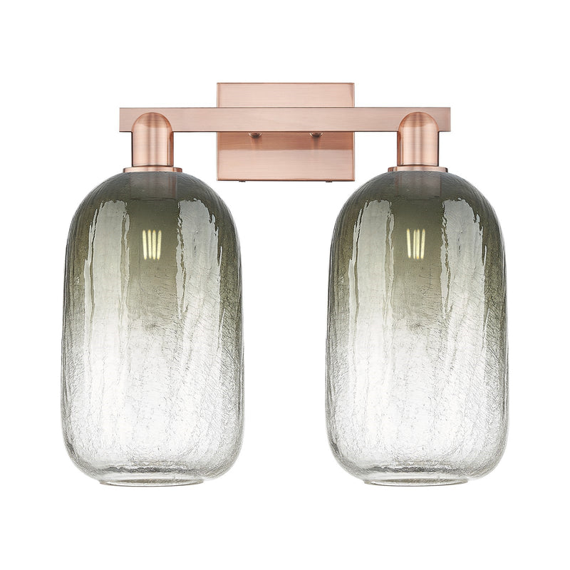 Innovations Brookhaven Cloche 18in 2-Light Bath Vanity | Industrial Antique Copper Steel and Slate Glass | Bathroom & Powder | Model 716-2W-AC-G482-7SL