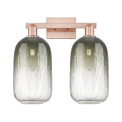 Innovations Brookhaven Cloche 18in 2-Light Bath Vanity | Industrial Antique Copper Steel and Slate Glass | Bathroom & Powder | Model 716-2W-AC-G482-7SL