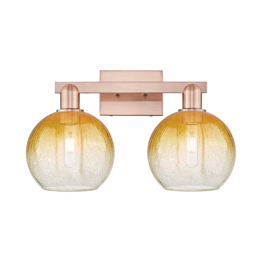 Innovations Brookhaven Globe 19in 2-Light Bath Vanity Light | Industrial Antique Copper and Amber Glass | Bathroom Vanity | 19 | Model 716-2W-AC-G483-8AM