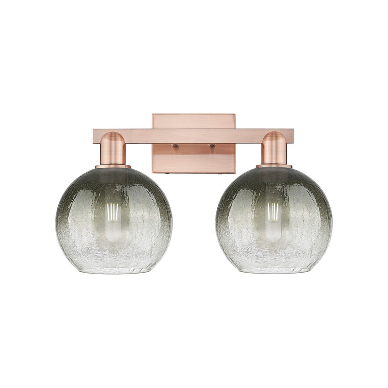 Innovations Brookhaven Globe 18.88in 2-Light Vanity Light | Industrial Antique Copper and Slate Glass | Bathroom Vanity | 18.88 | Model 716-2W-AC-G483-8SL