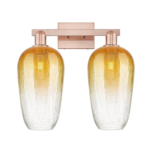 Innovations Brookhaven Flute 18in 2-Light Bath Vanity | Industrial Antique Copper Steel and Amber Glass | Bathroom Vanity | 18 | Model 716-2W-AC-G484-7AM