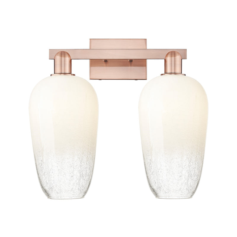 Innovations Brookhaven Flute 18in 2-Light Bath Vanity | Industrial Antique Copper Steel and Opal Glass | Bathroom Vanity | 18 x | Model 716-2W-AC-G484-7OP