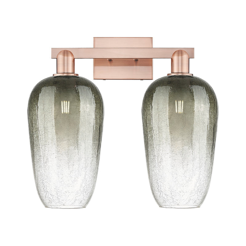 Innovations Brookhaven Flute 18in 2-Light Bath Vanity | Industrial Antique Copper Steel and Slate Glass | Bathroom Vanity | 18 | Model 716-2W-AC-G484-7SL